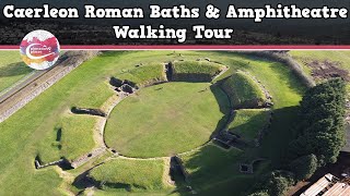 CAERLEON ROMAN BATHS amp AMPHITHEATRE WALES  Walking Tour  Pinned on Places [upl. by Llejk]