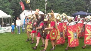 Roman Reenactment at the Amphitheatre in Caerleon Marching In [upl. by Nevag806]