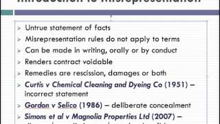 Misrepresentation Lecture 1 of 4 [upl. by Arrac]